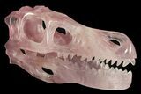 Carved Rose Quartz Dinosaur Skull - Roar! #227043-1